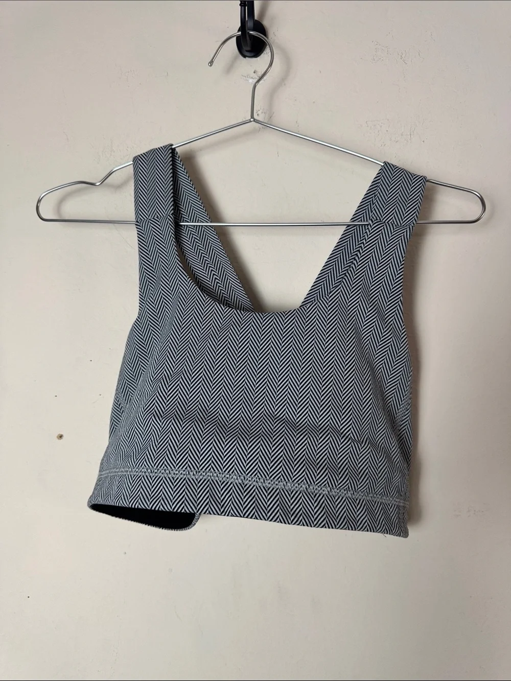 Lululemon All Sport Bra Giant Herringbone Black Heathered Silver Spoon Size 10